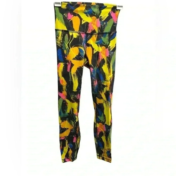 Lululemon multi colored Wunder Train HR leggings yellow orange green - Picture 7 of 9